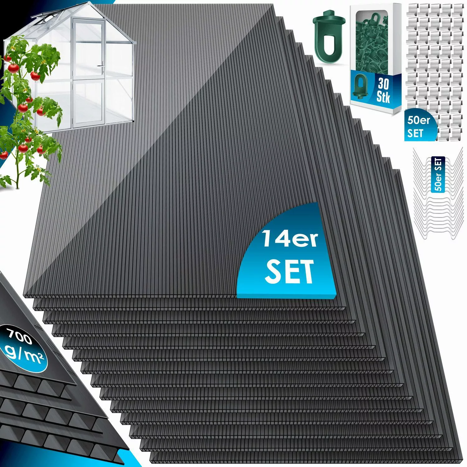 KESSER Gewächshaus, 14x Polycarbonat Hohlkammerstegplatten 4mm günstig online kaufen