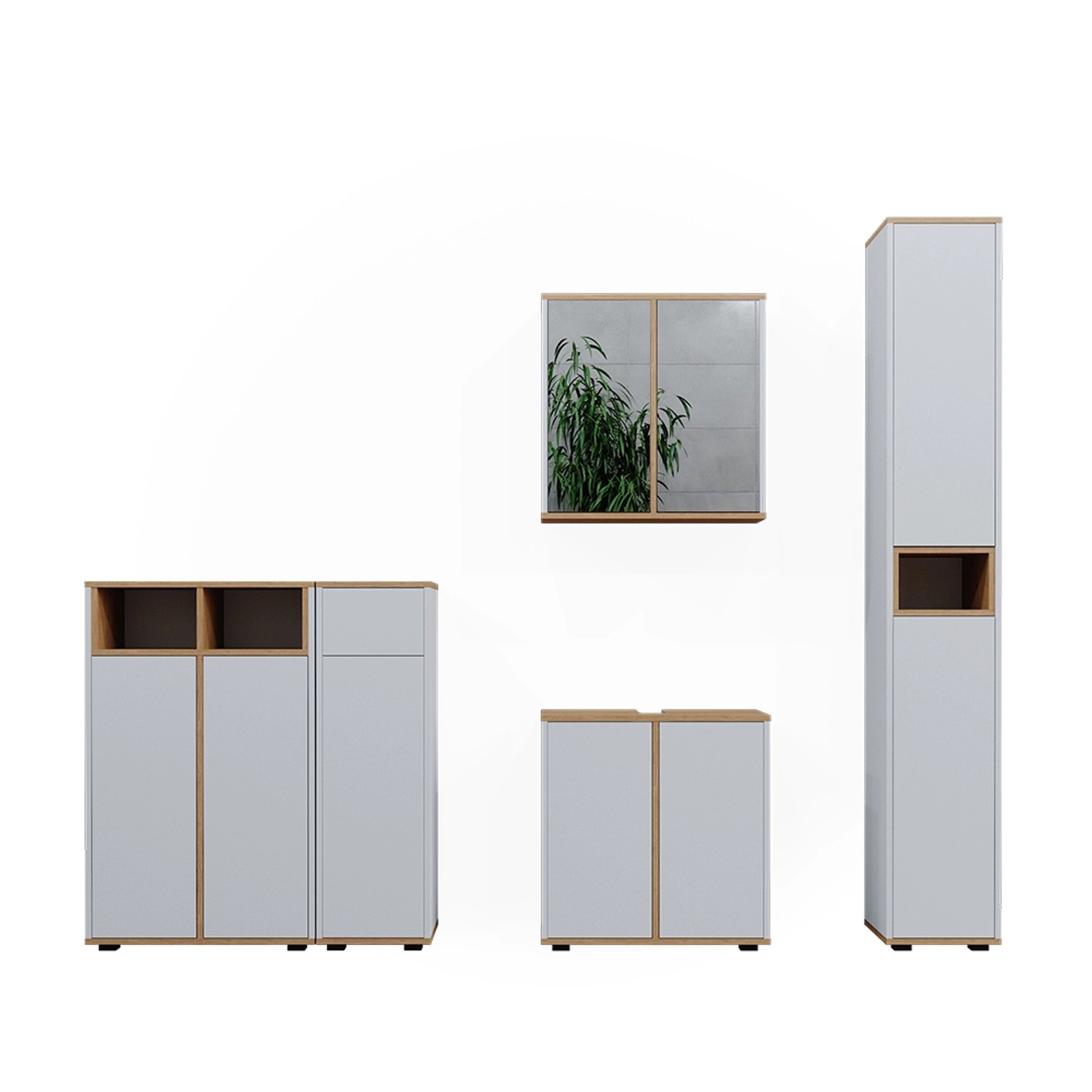 Vicco Badmöbel-Set Didi Weiß/Artisan 5 Teile günstig online kaufen