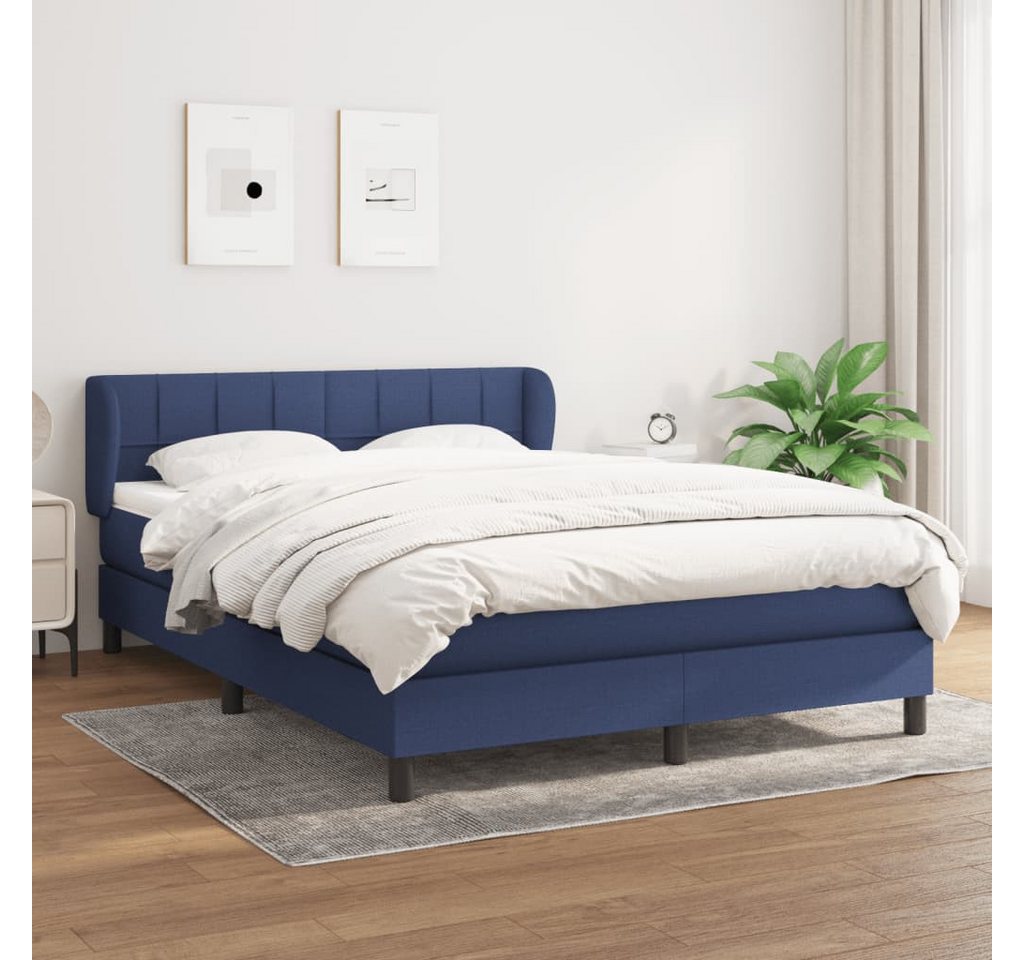 vidaXL Boxspringbett Boxspringbett mit Matratze Blau 140x200 cm Stoff Bett günstig online kaufen