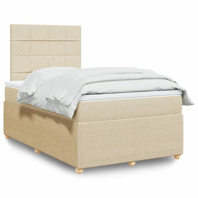 vidaXL Boxspringbett, Boxspringbett mit Matratze Creme 120x190 cm Stoff günstig online kaufen