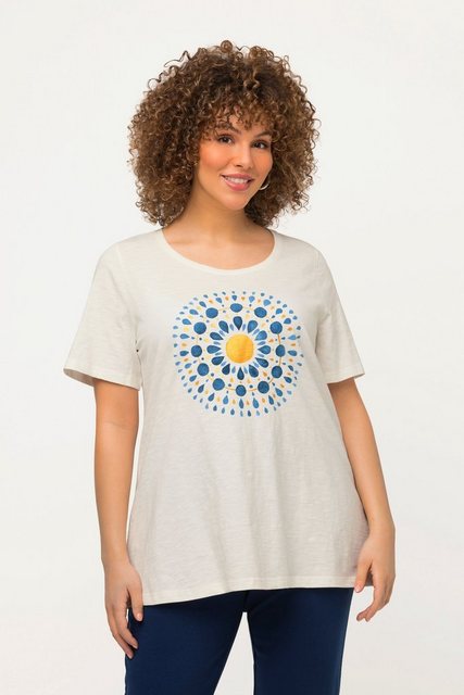 Ulla Popken Rundhalsshirt T-Shirt Mandala A-Linie Rundhals Halbarm günstig online kaufen