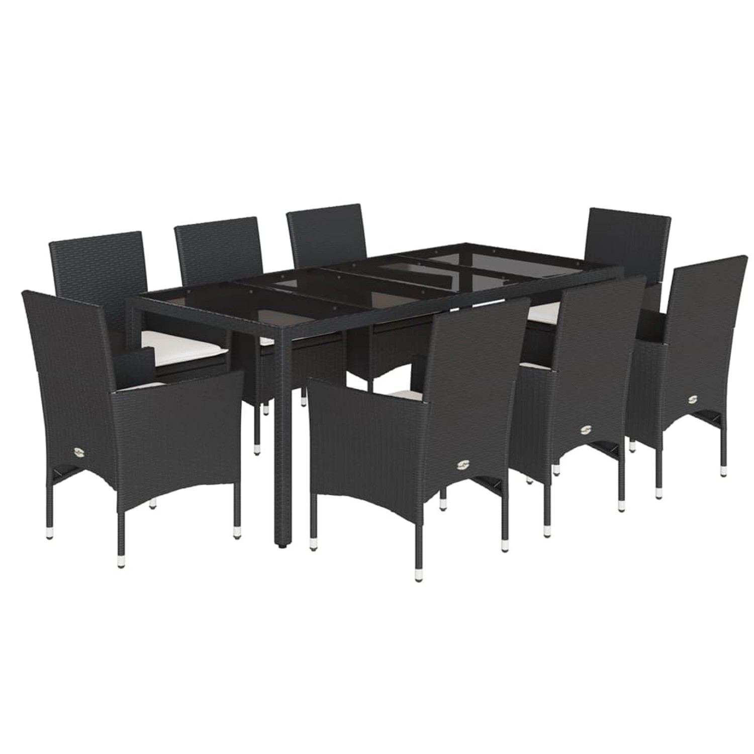vidaXL 9-Tlg Garten-Essgruppe mit Kissen Schwarz Poly Rattan und Glas 32785 günstig online kaufen