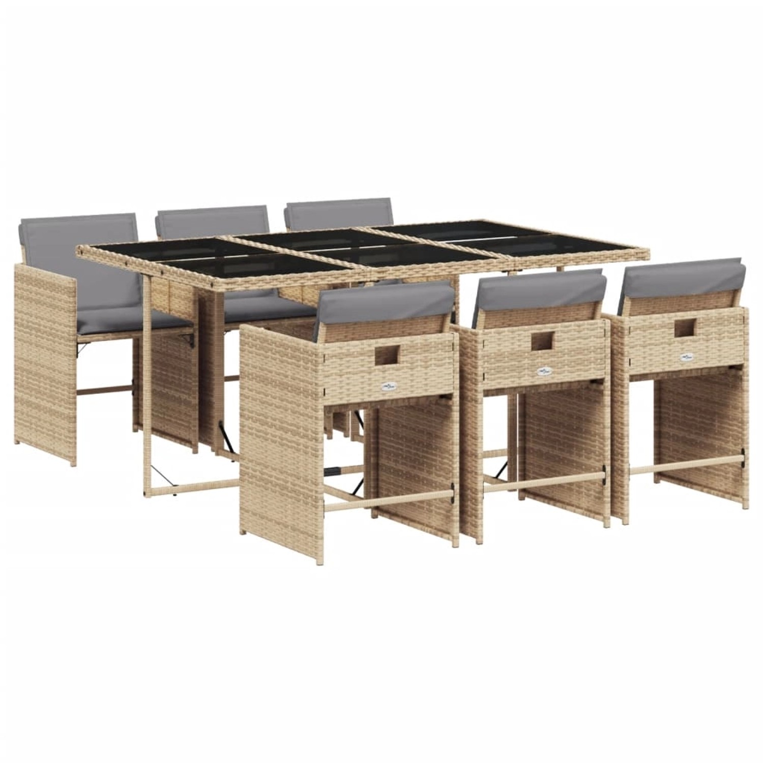 vidaXL 7-Tlg Garten-Essgruppe mit Kissen Beigemischung Poly Rattan 3211092 günstig online kaufen