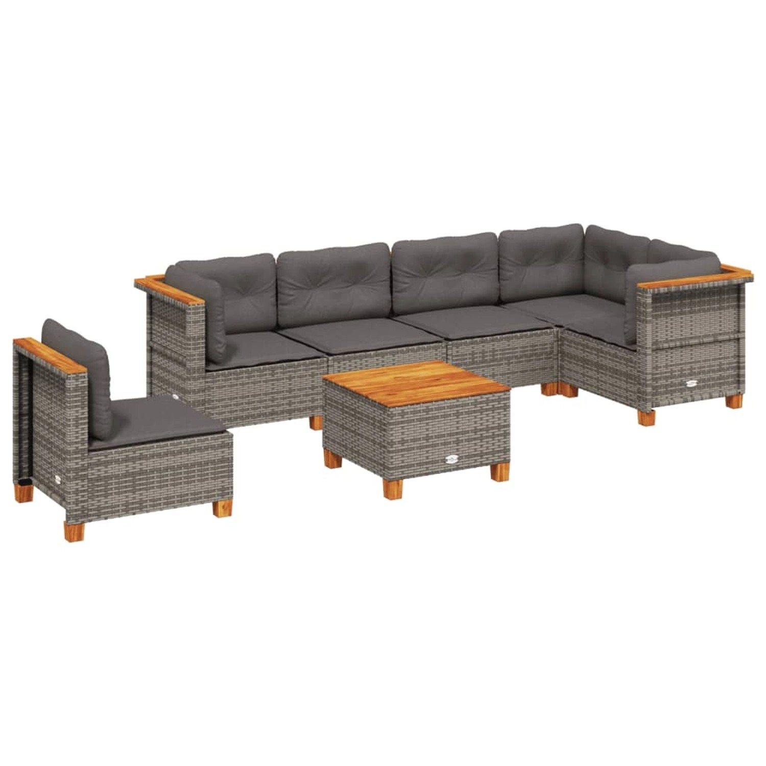 vidaXL 7-Tlg Garten-Sofagarnitur mit Kissen Grau Poly Rattan 3261876 günstig online kaufen