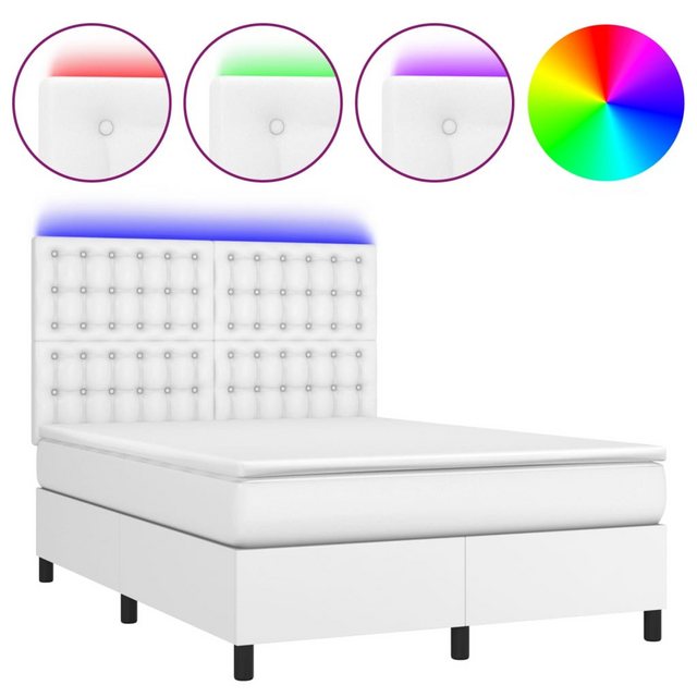 vidaXL Boxspringbett Boxspringbett mit Matratze & LED Kunstleder (140 x 200 günstig online kaufen