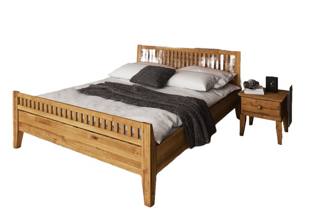 Natur24 Einzelbett Bett Sydo 2 Sonderlänge 90x210 Wildeiche Holzkopfteil ho günstig online kaufen