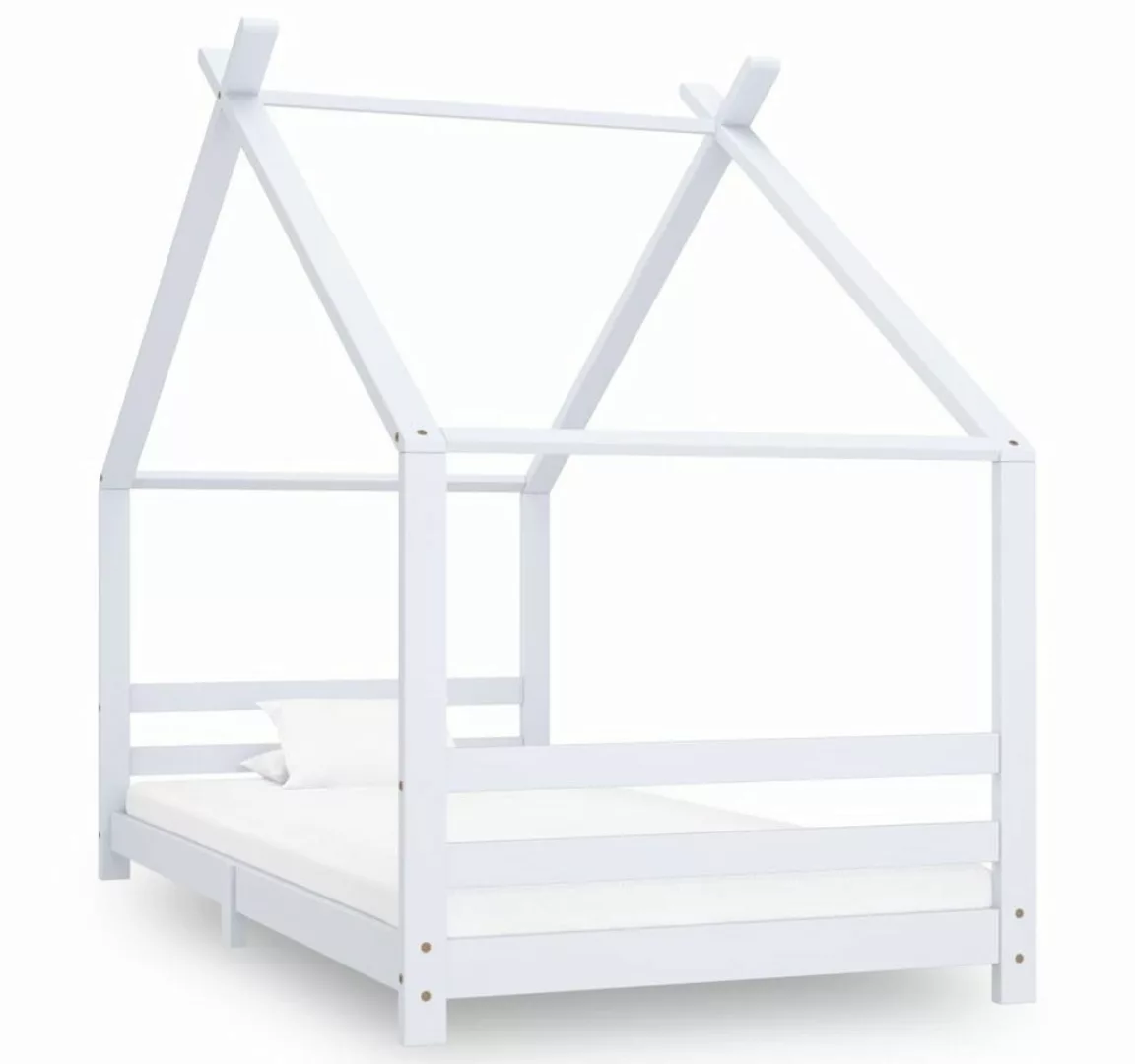 Villawee Hausbett LEA Weiß Massivholz Kiefer Kinderbett bodentief 90 x 200 günstig online kaufen