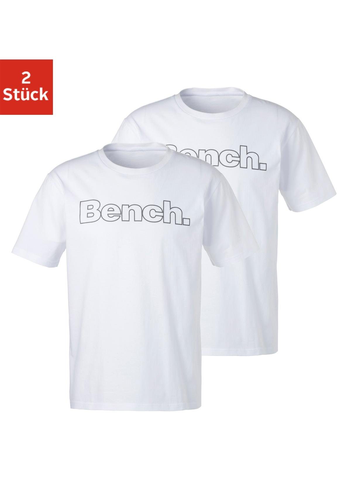 Bench. Loungewear T-Shirt, (2 tlg.), Shirt mit Logoprint, Basicshirt mit Ru günstig online kaufen