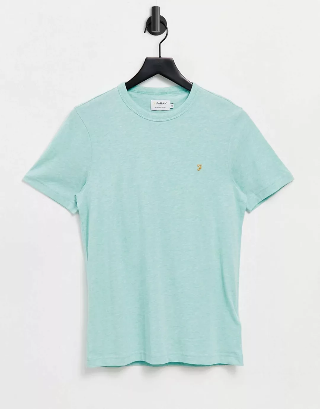 Farah – Danny – T-Shirt aus Bio-Baumwolle in Türkis-Blau günstig online kaufen