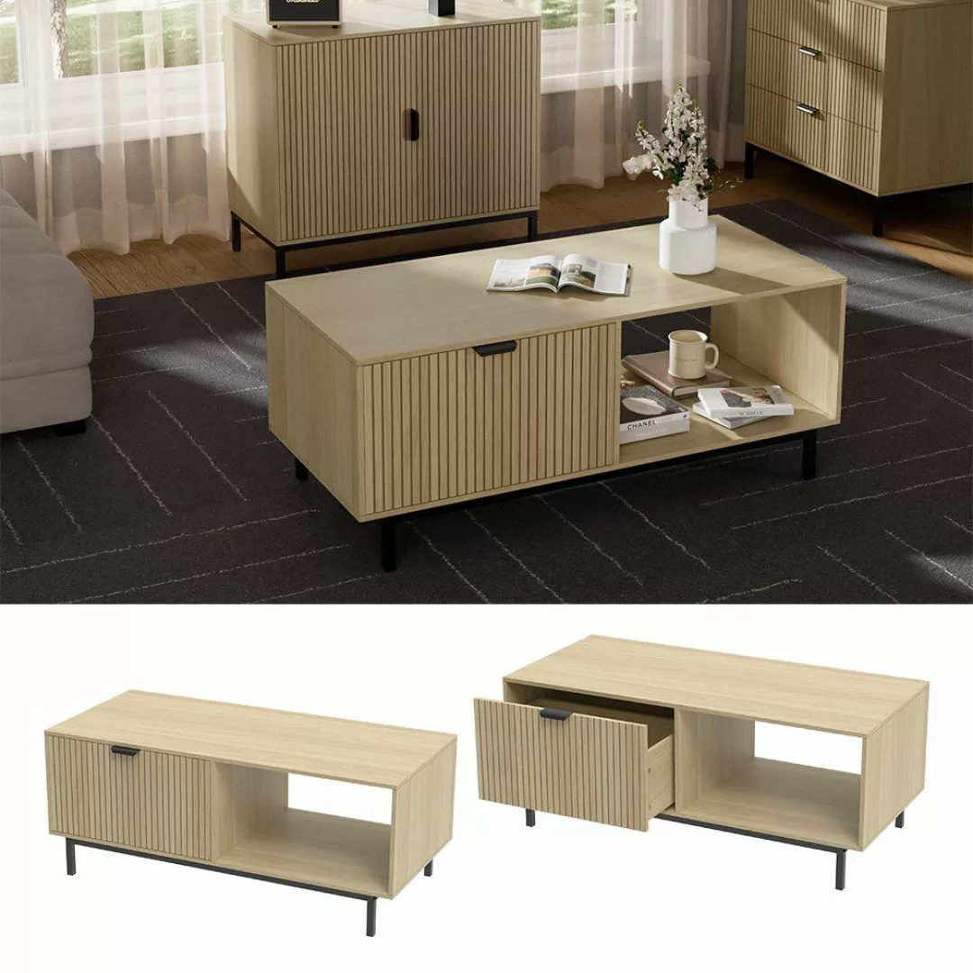 Vicco Couchtisch Lennox, Eiche/Schwarz, 110 x günstig online kaufen