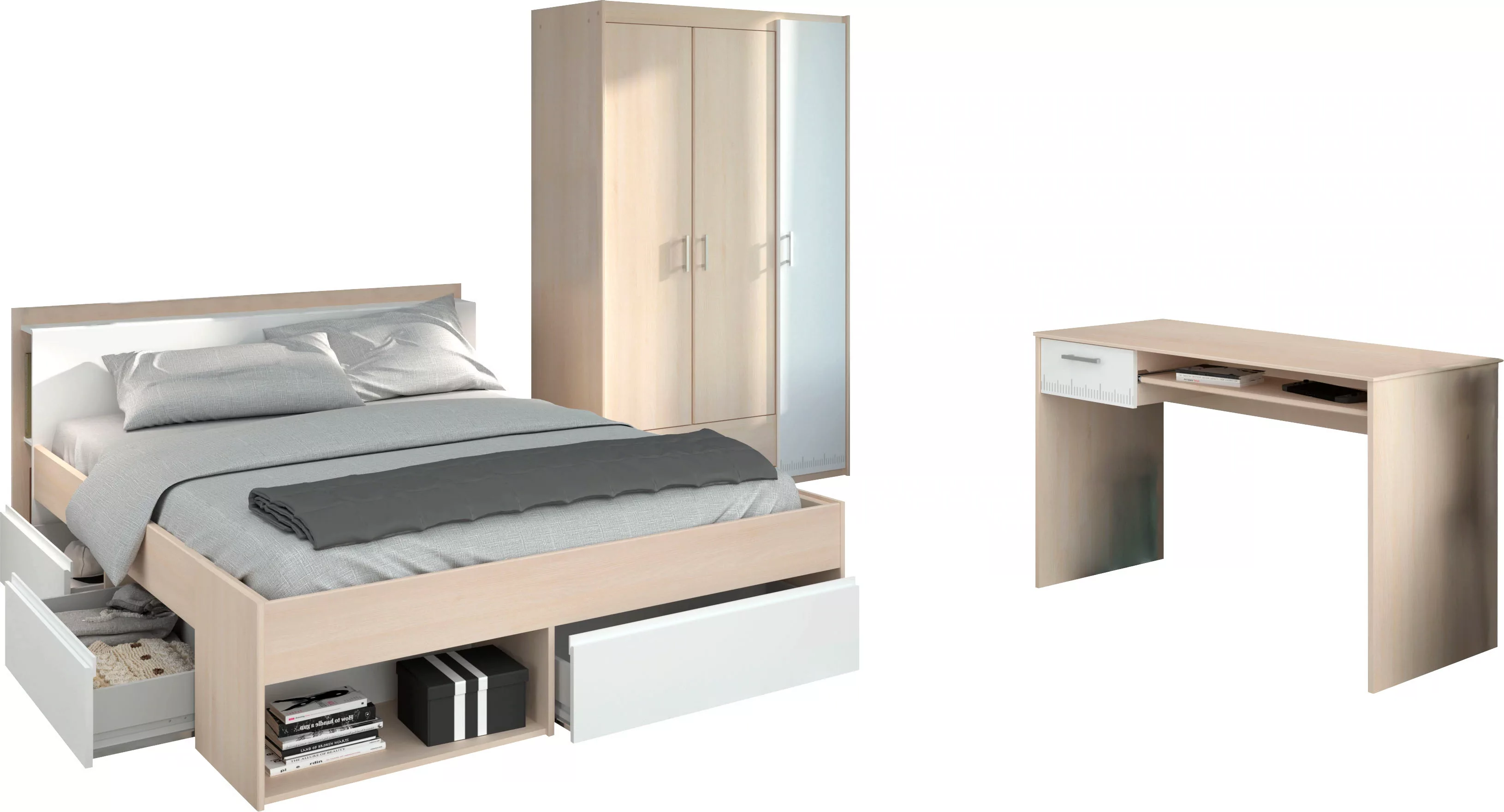 Parisot Jugendzimmer-Set "Most", (Set, 3 tlg., Bett mit Schubkästen, Kleide günstig online kaufen