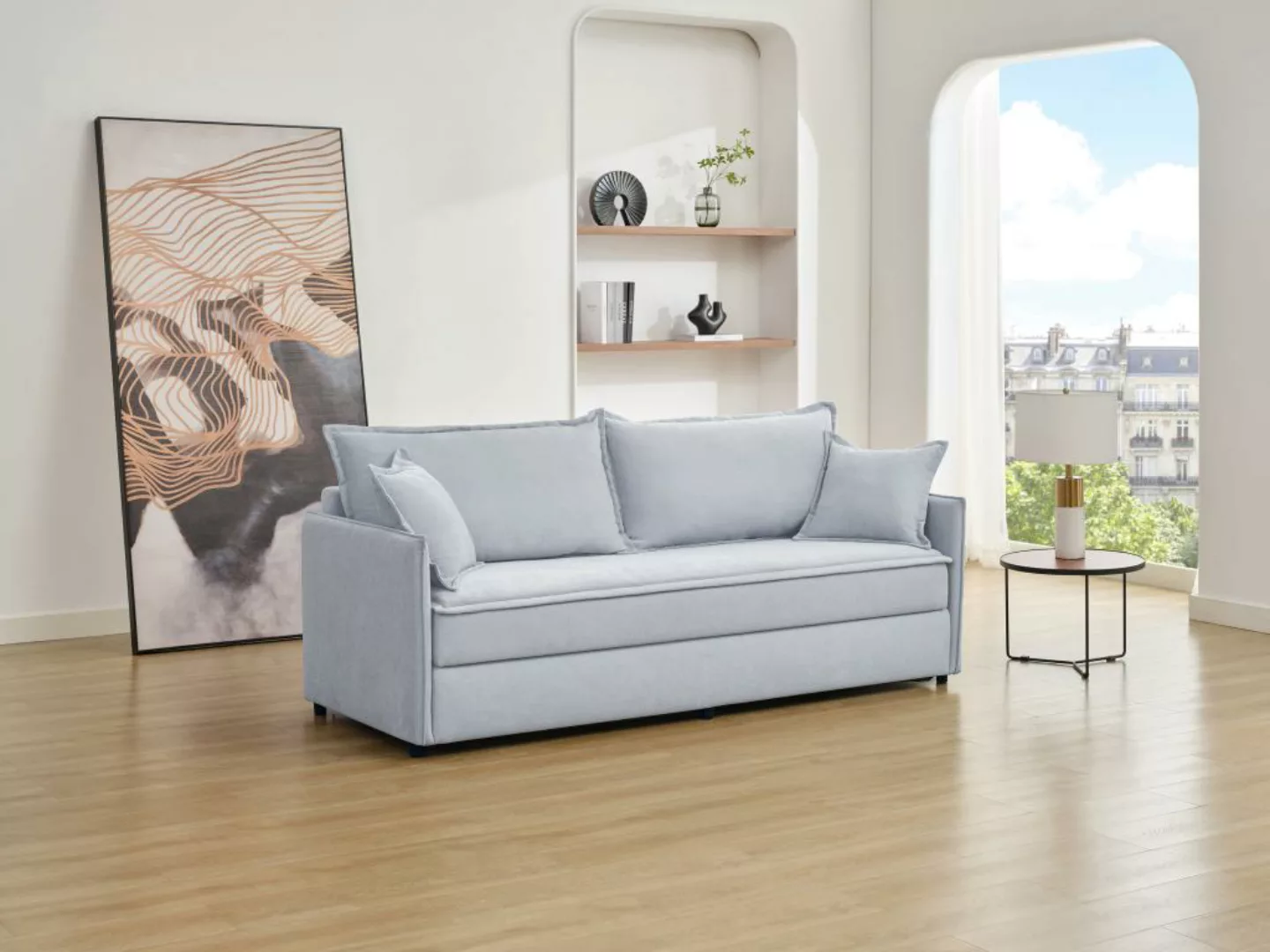 Sofa mit Schlaffunktion 3-Sitzer - Sitzfläche mit Memory Schaum - Stoff - B günstig online kaufen