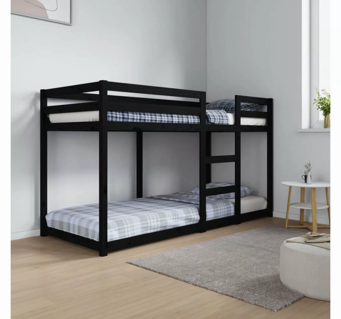 furnicato Bett Etagenbett Schwarz 75x190 cm Massivholz Kiefer günstig online kaufen