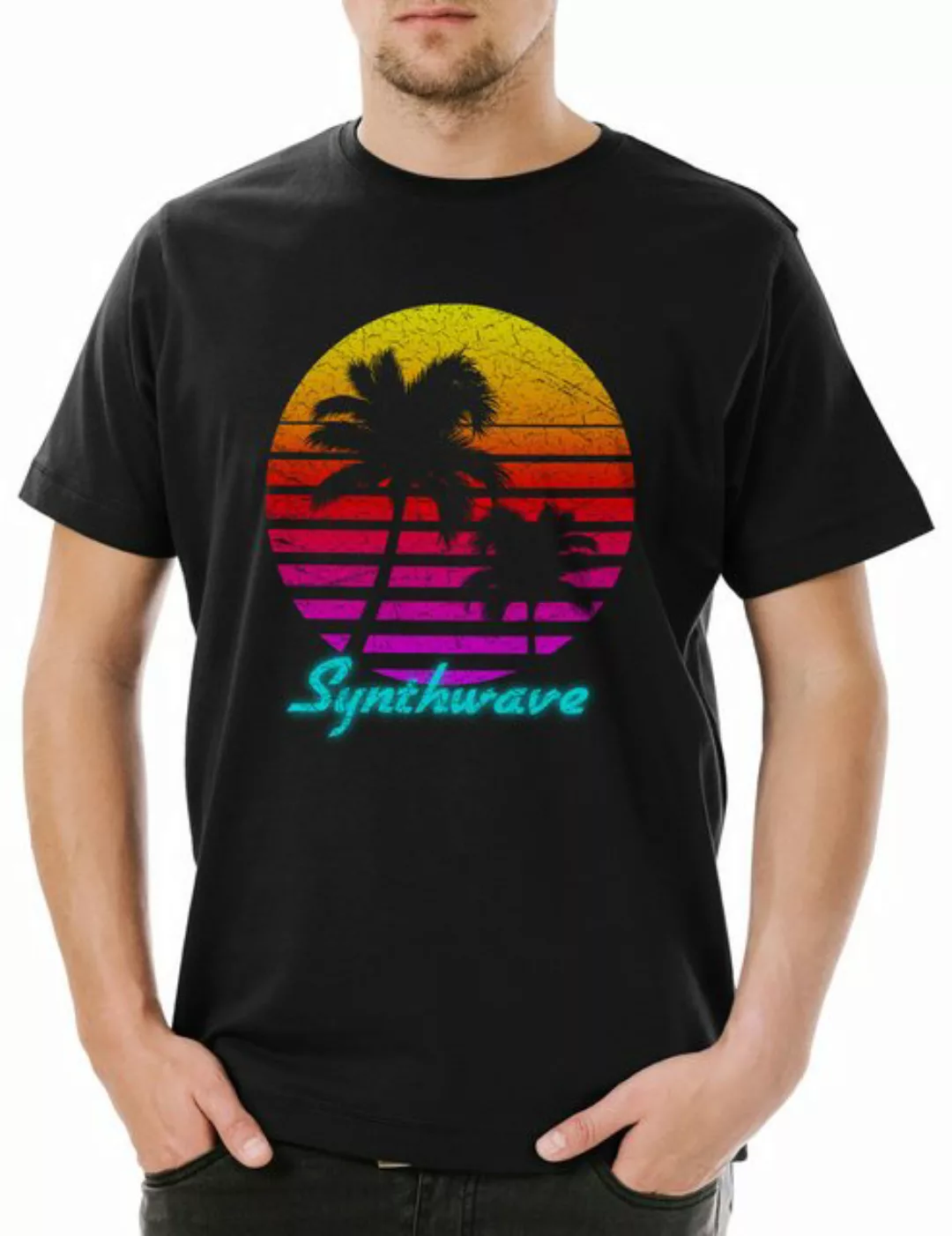 Urban Backwoods Print-Shirt Synthwave I Herren T-Shirt Attack Decay Sustain günstig online kaufen