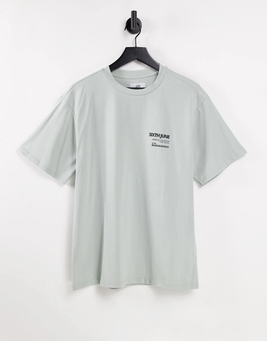 Sixth June – Oversize-T-Shirt in Staubgrün mit Logoprint, Kombiteil günstig online kaufen