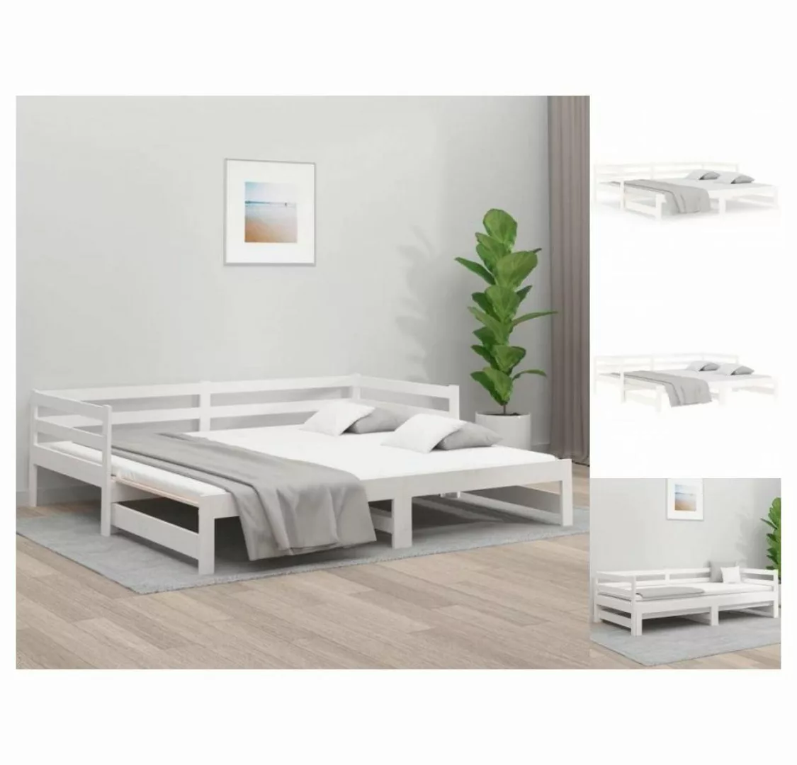 vidaXL Bettgestell Tagesbett Ausziehbar Weiß 2x90x190 cm Massivholz Kiefer günstig online kaufen
