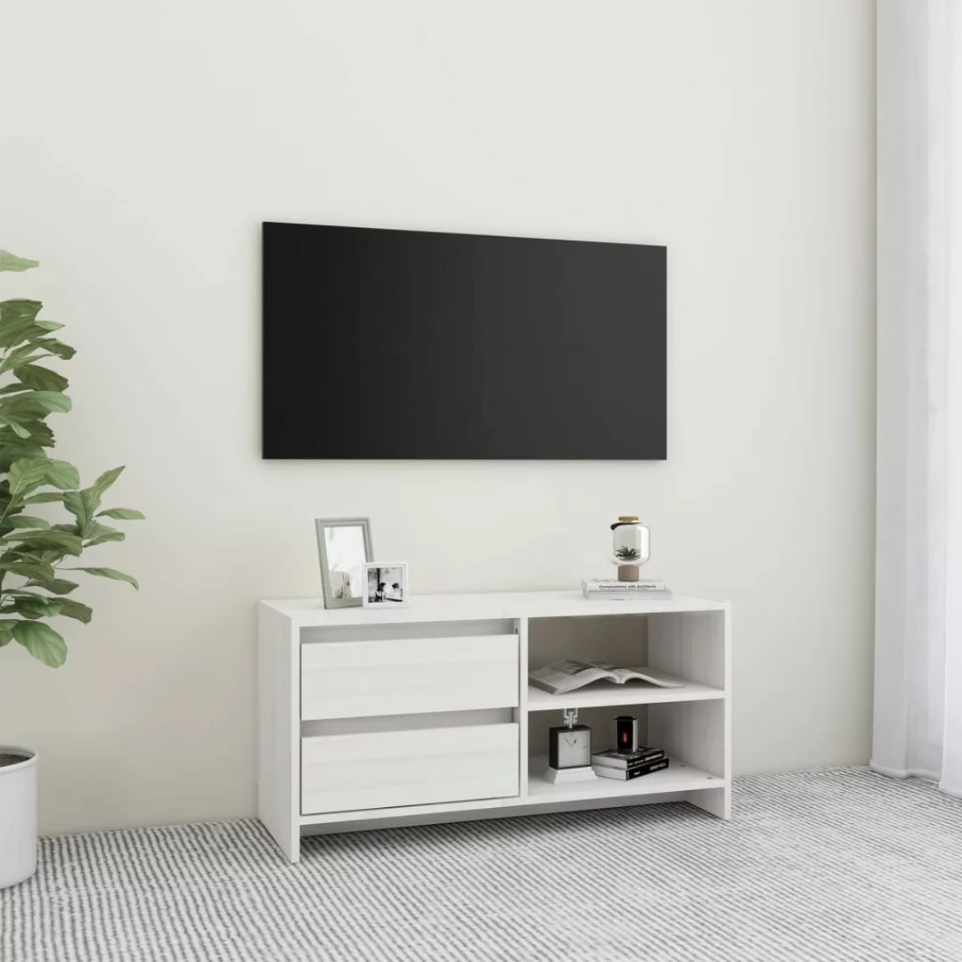 vidaXL TV-Schrank TV-Schrank Weiß 80x31x39 cm Massivholz Kiefer Lowboard günstig online kaufen