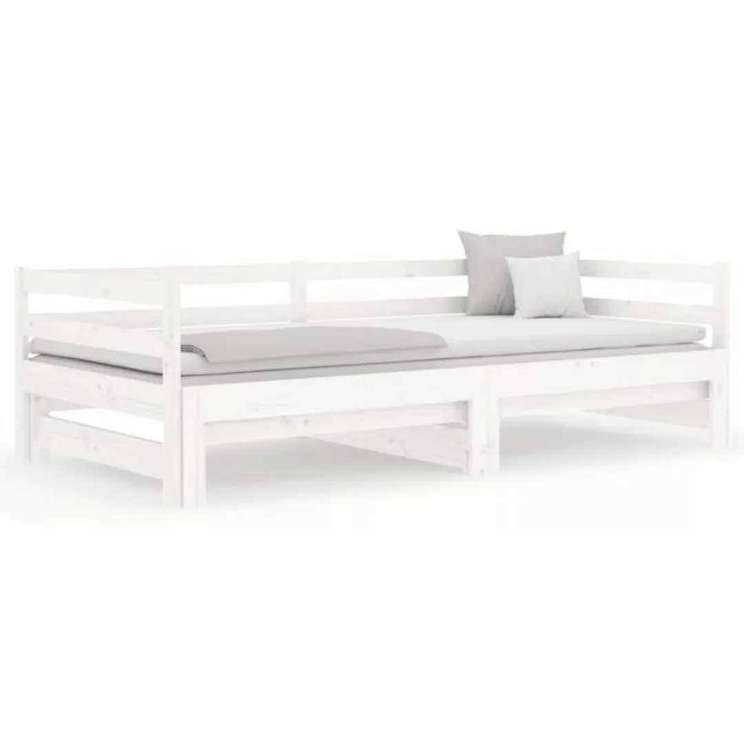 furnicato Bett Tagesbett Ausziehbar Weiß 2x(90x190) cm Massivholz Kiefer günstig online kaufen