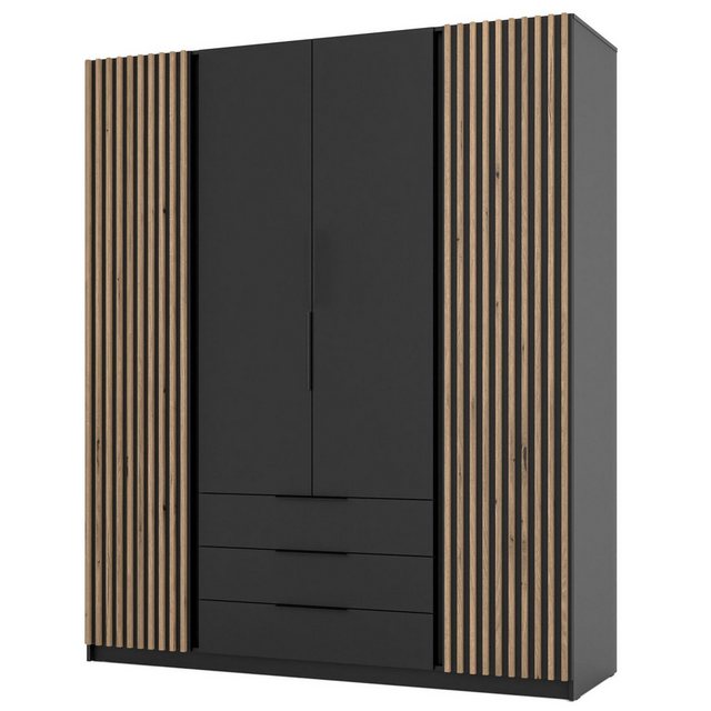 Selsey Kleiderschrank KAJA 4-türig mit Soft-Close, Kleiderstange und 11 Reg günstig online kaufen