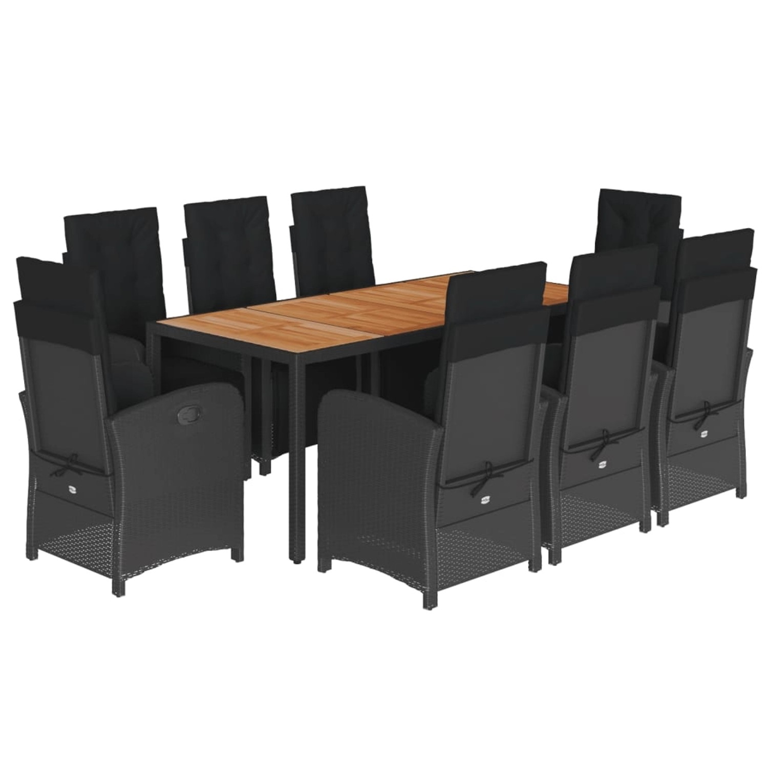 vidaXL 9-Tlg Garten-Essgruppe mit Kissen Schwarz Poly Rattan 3212479 günstig online kaufen