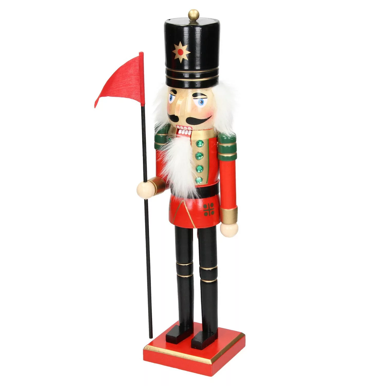 ECD Germany Nussknacker Figur Soldat 25cm mit Schwarzer Hut Fahne Holz Stat günstig online kaufen