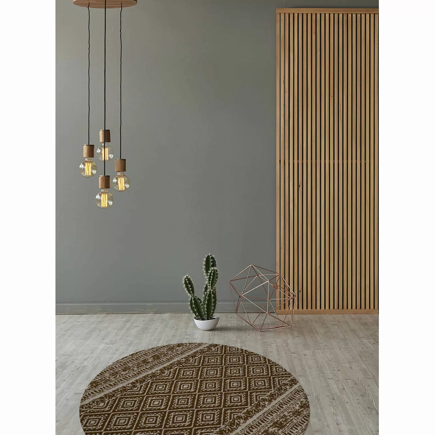 Kayoom Design-teppich Sunny 110 Braun Ø 120cm Rund günstig online kaufen