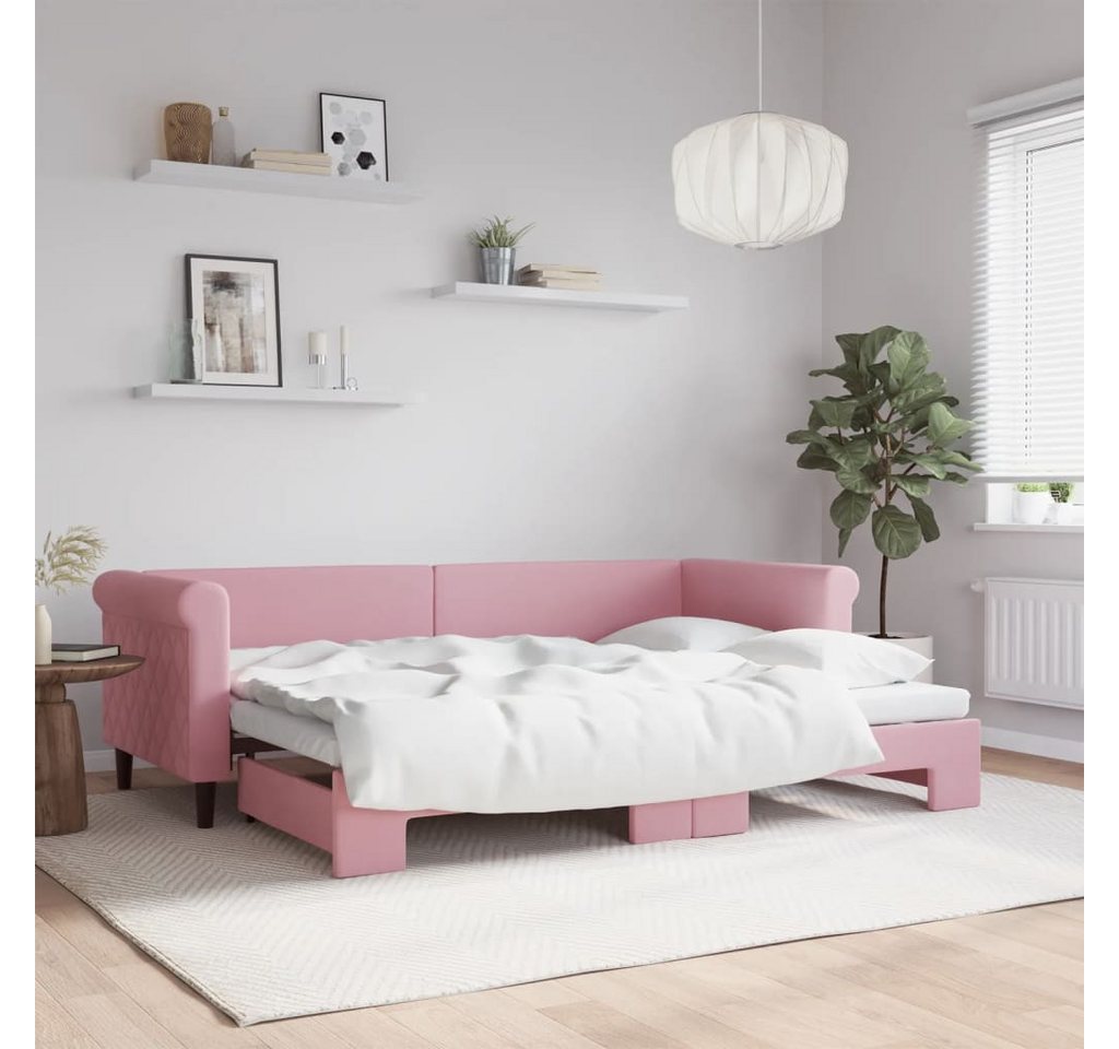 vidaXL Gästebett Gästebett Tagesbett Ausziehbar Rosa 80x200 cm Samt Bett Be günstig online kaufen