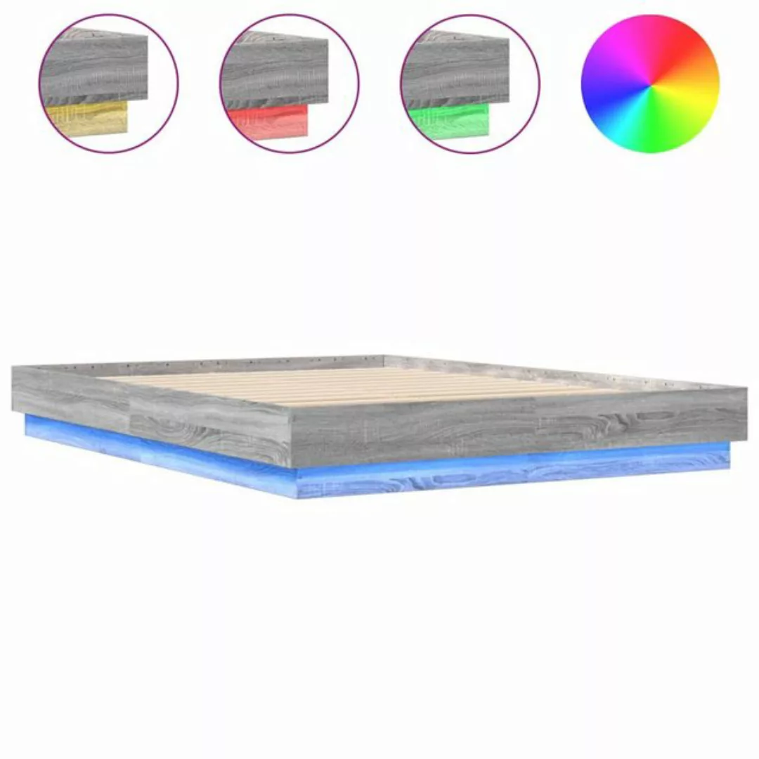 vidaXL Bettgestell Bettgestell mit LED Weiß 140x200 cm Bett Bettgestell günstig online kaufen