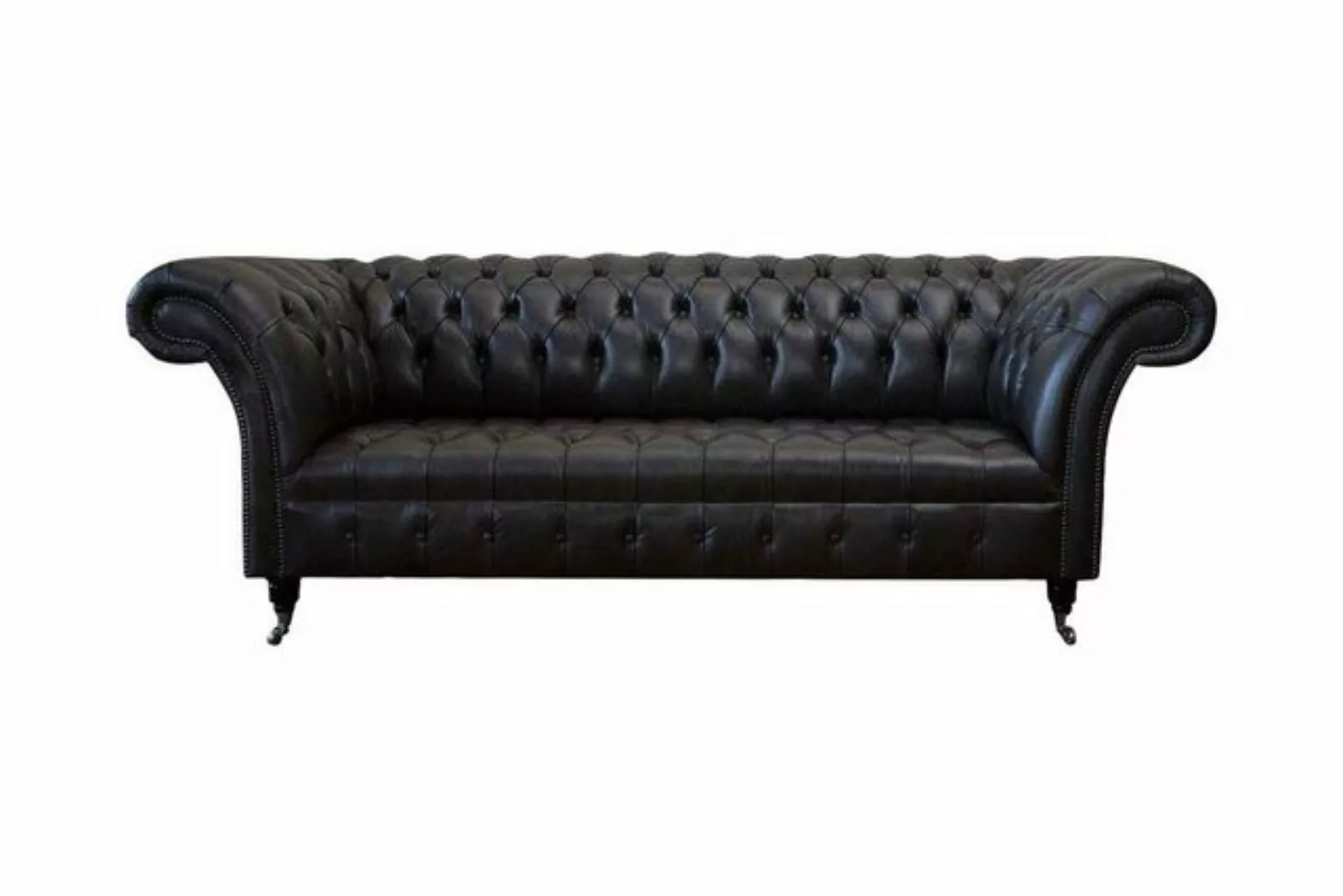 Xlmoebel Sofa Elegantes Schwarzes Chesterfield-Sofa Moderner 3-Sitzer Sitzm günstig online kaufen