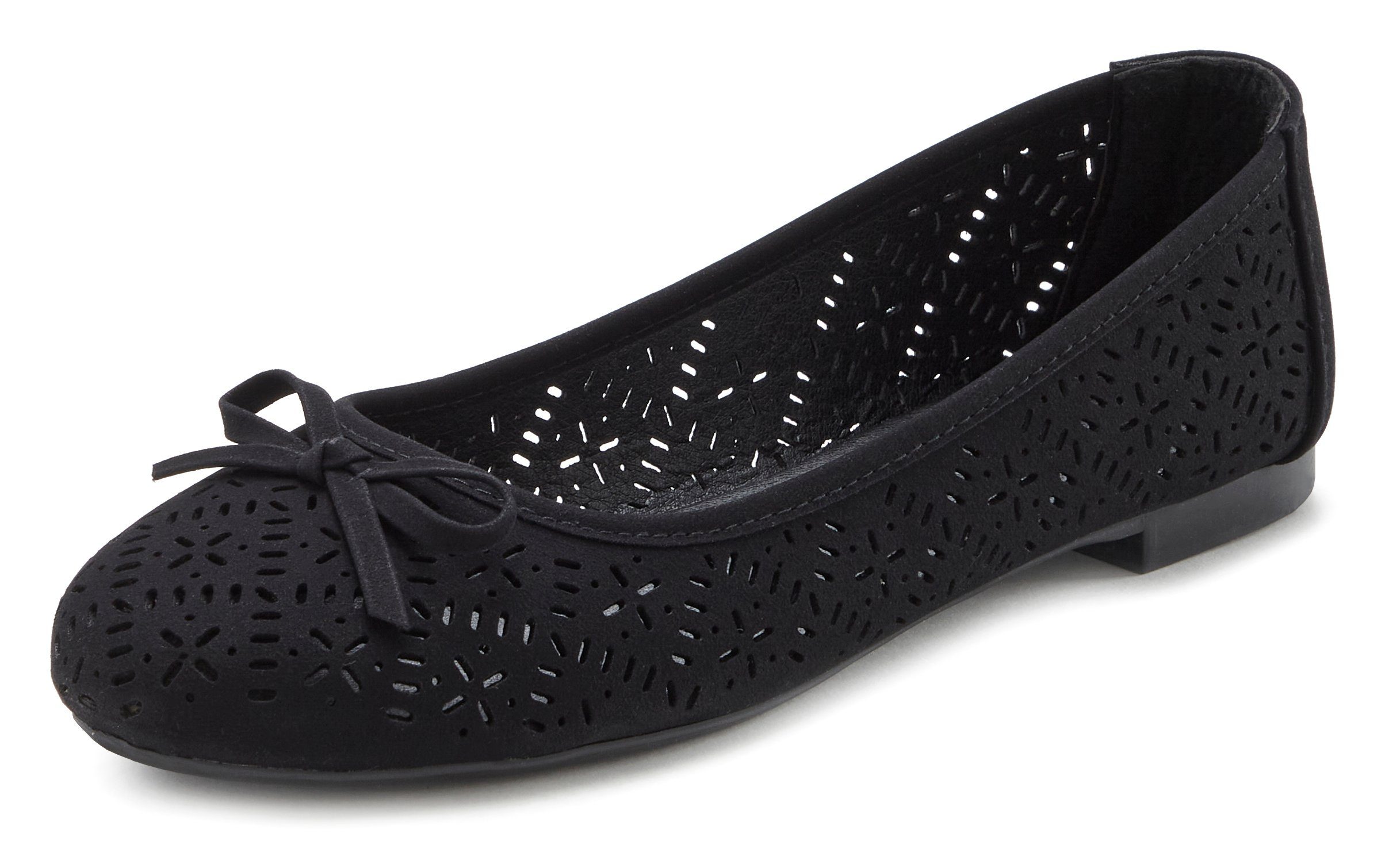 LASCANA Ballerina, Freizeitschuh, Slipper, Halbschuh mit kleinen Cut-Outs V günstig online kaufen