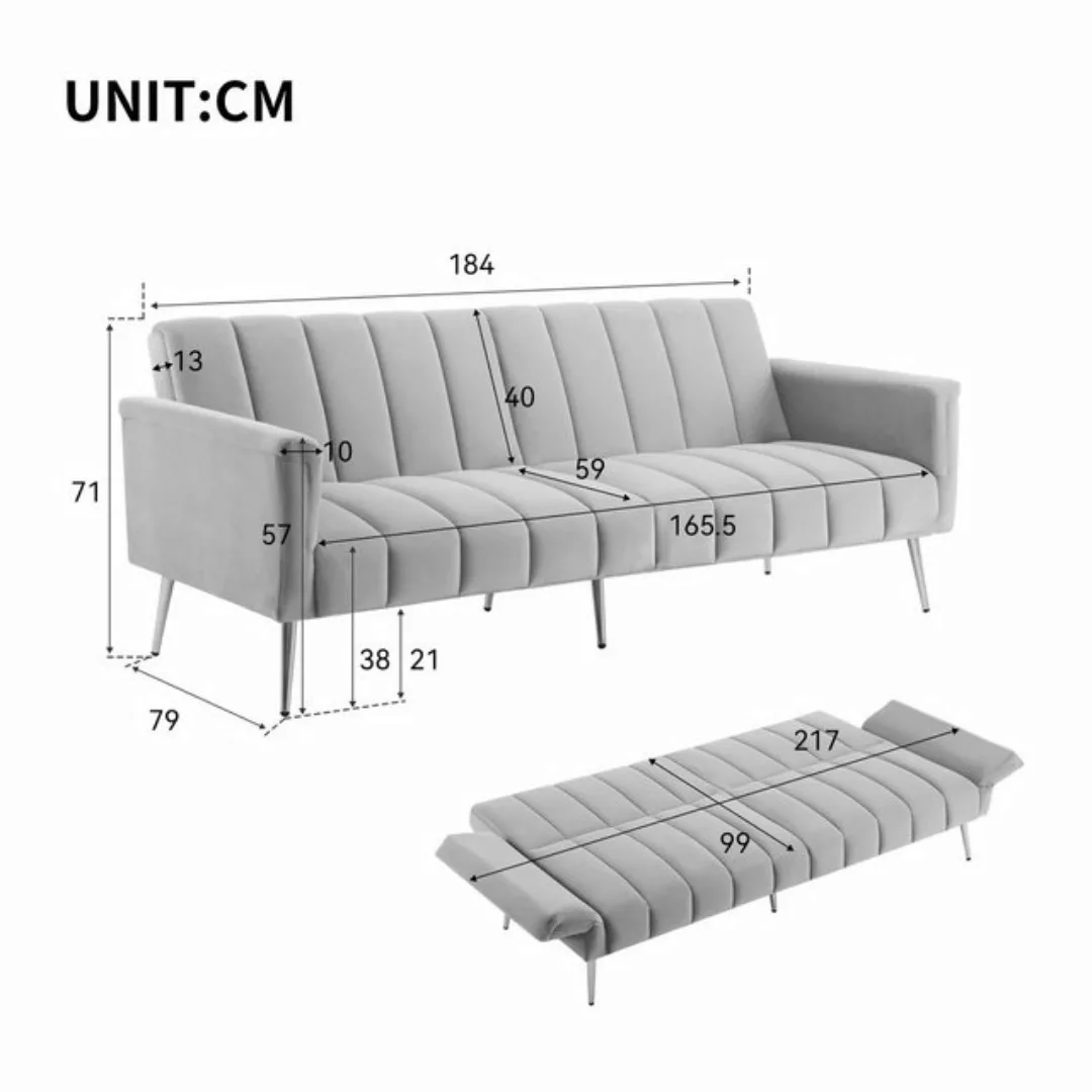 HAUSS SPLOE Sofa Klappbares Schlafsofa mit Bettfunktion Loungesofa 3 Winkel günstig online kaufen