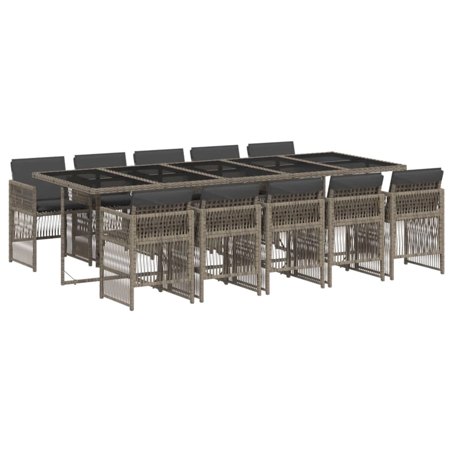 vidaXL 11-Tlg Garten-Essgruppe mit Kissen Grau Poly Rattan 3210932 günstig online kaufen