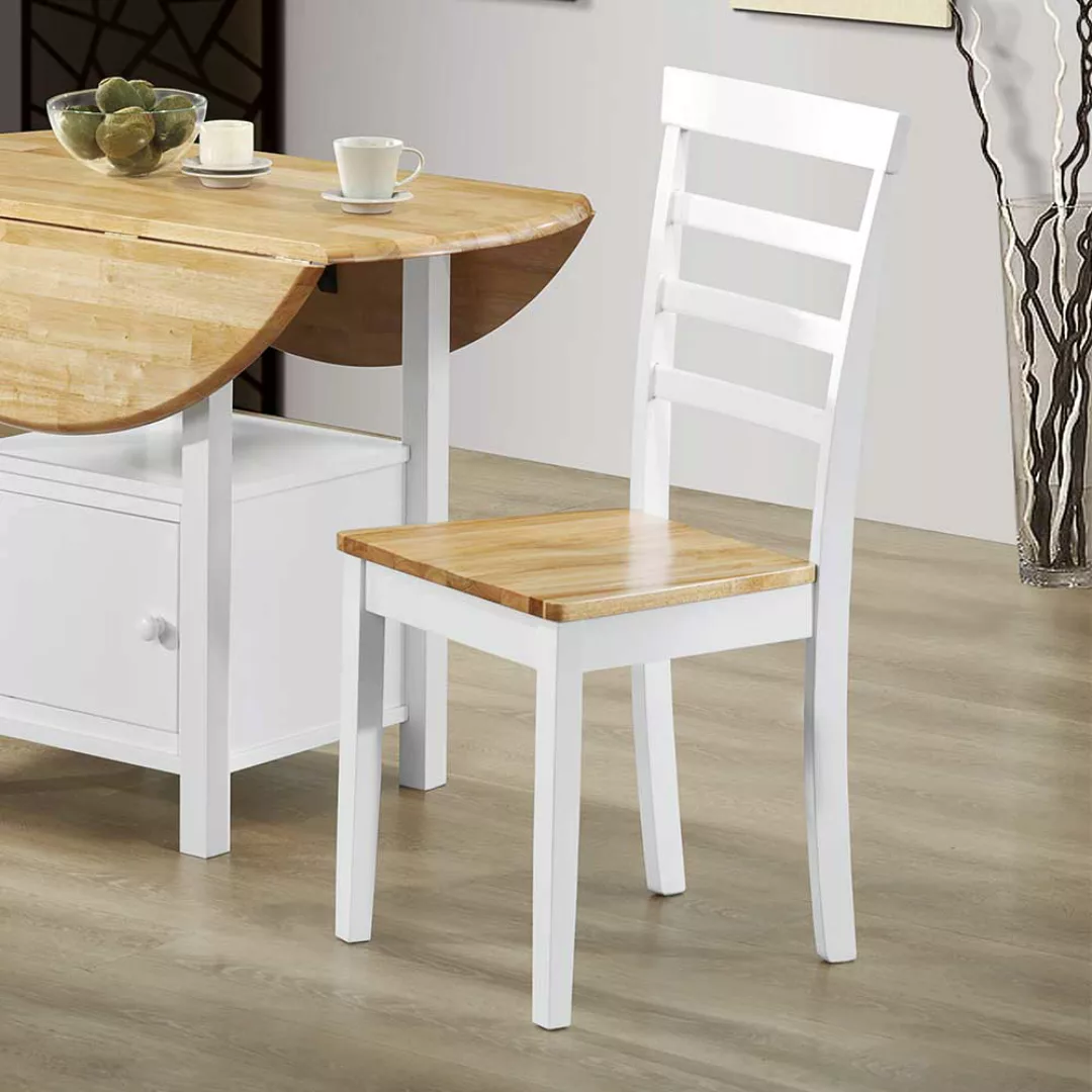 Küchenstühle in Weiß Kiefer massiv Landhaus Design (2er Set) günstig online kaufen