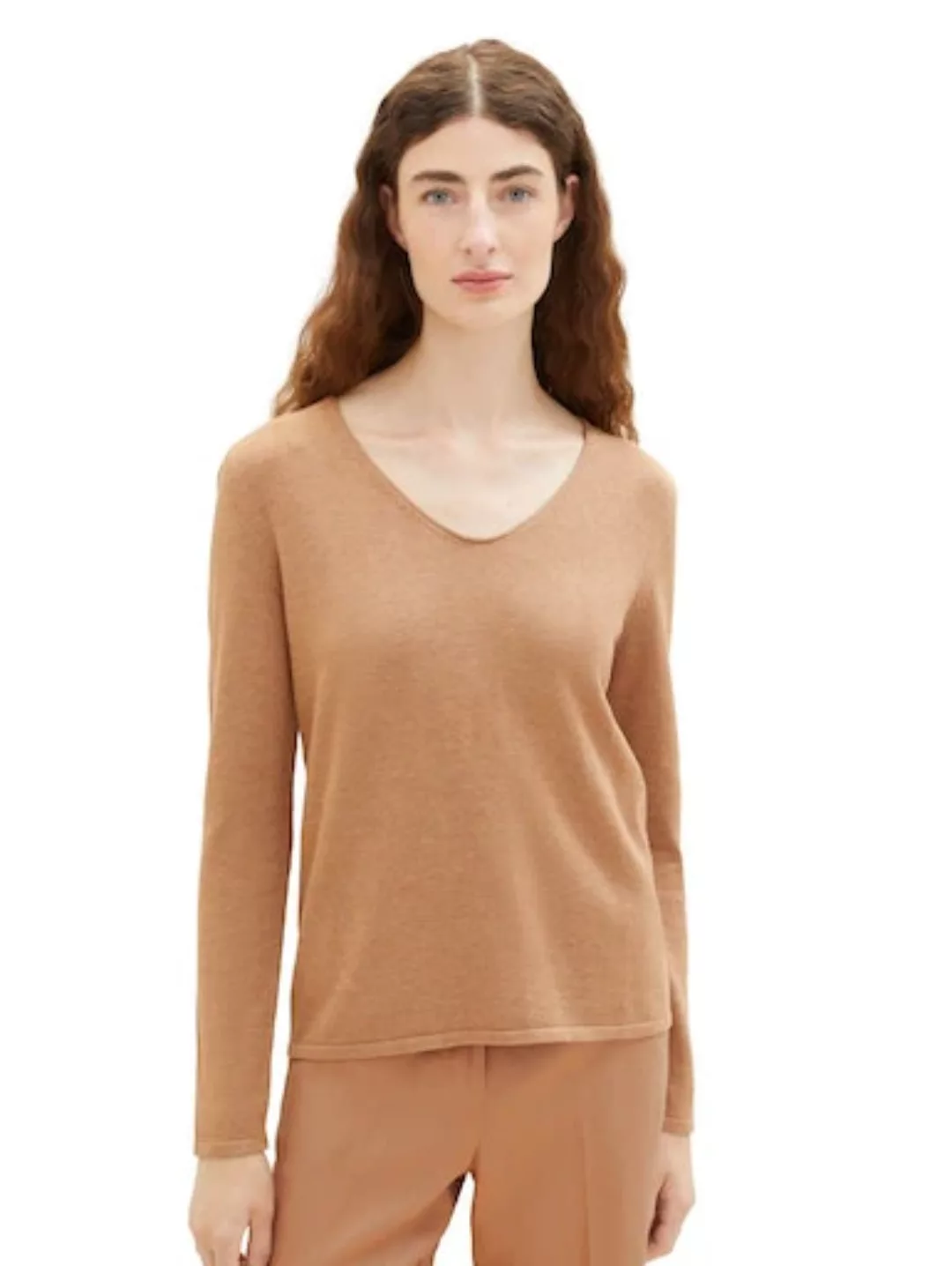 TOM TAILOR V-Ausschnitt-Pullover, mit Bündchen an Ärmelabschluss und Saum günstig online kaufen