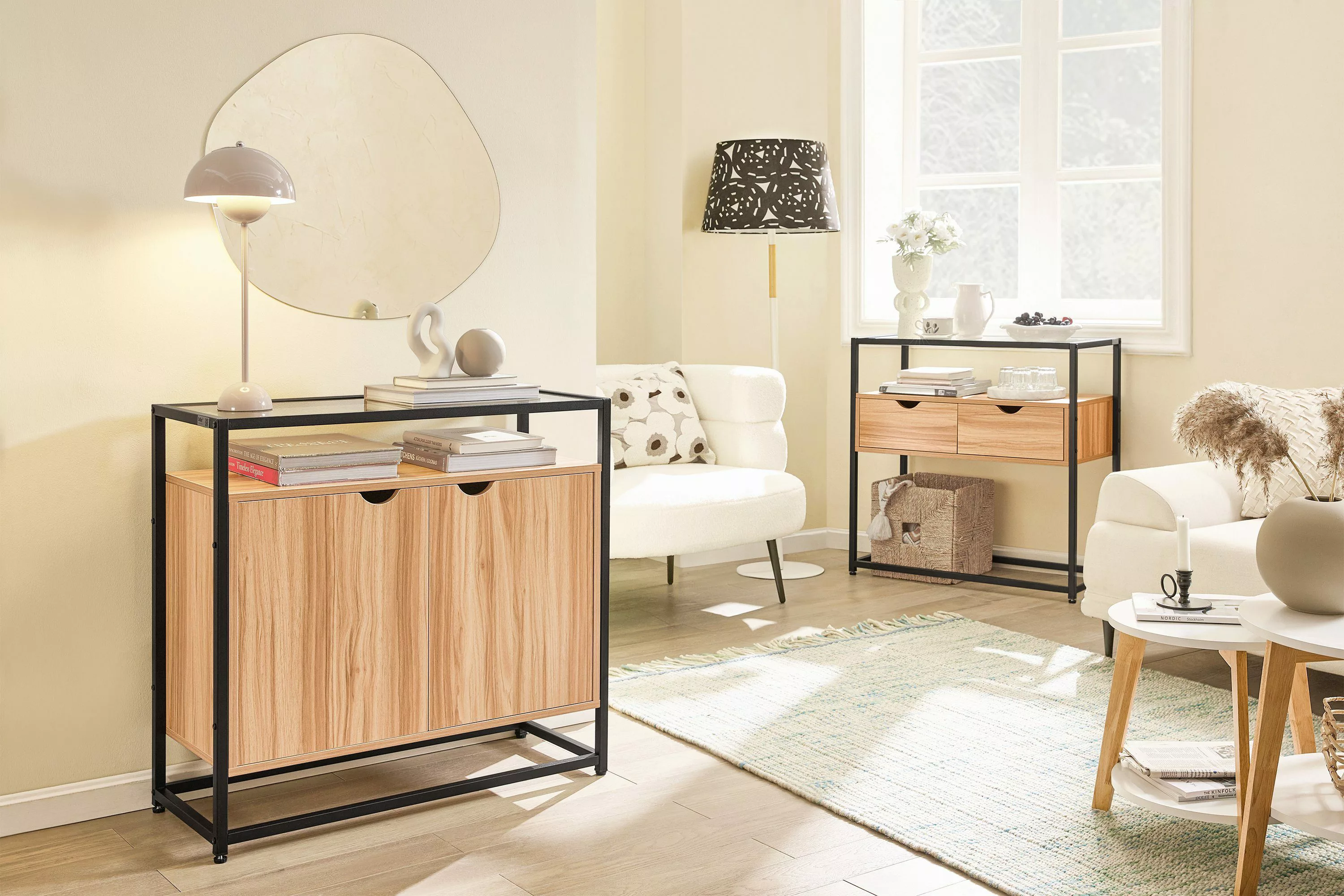 SoBuy Konsolentisch Sideboard Beistelltisch Dekotisch Hellgrau FSB54-HG günstig online kaufen