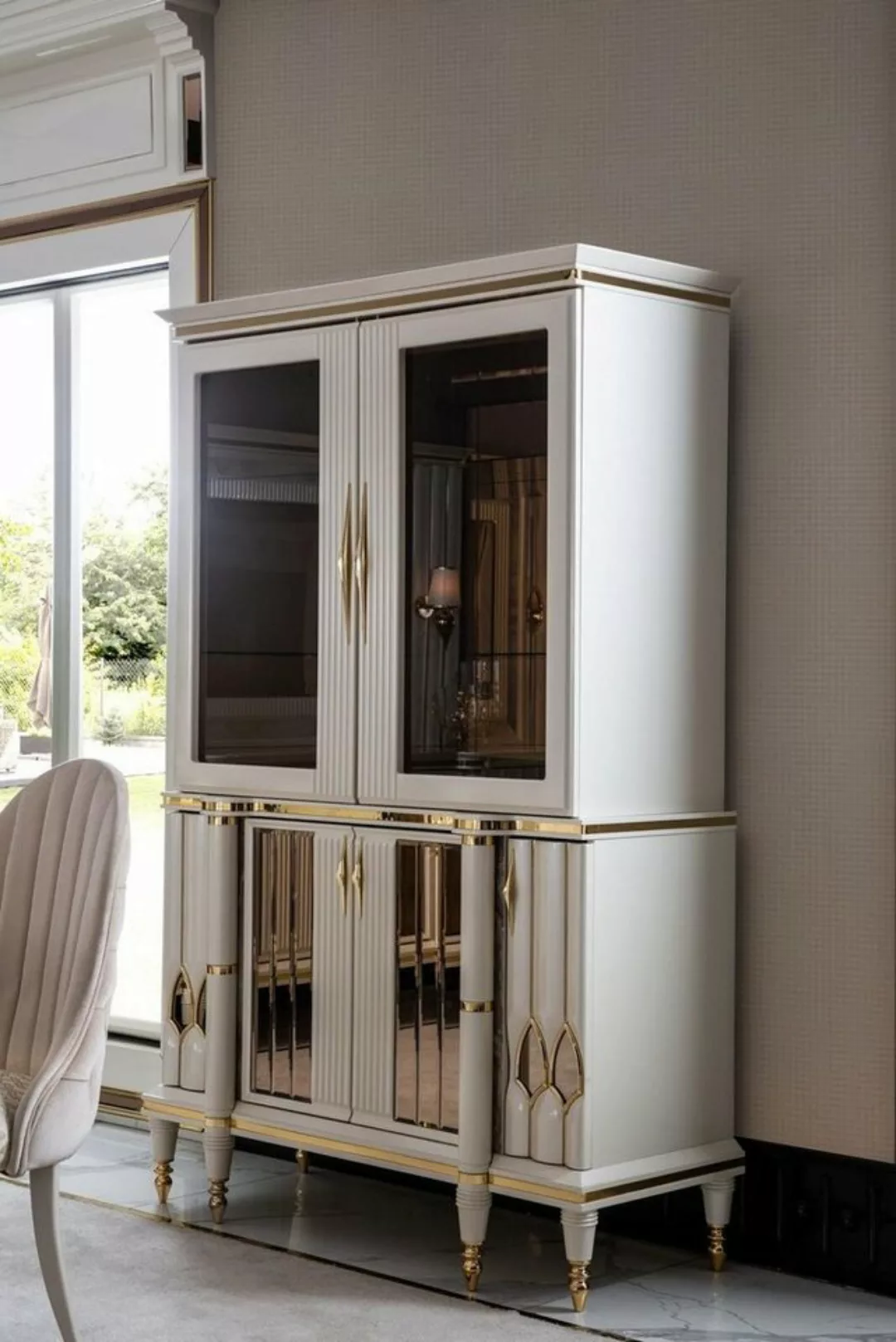 JVmoebel Vitrine Vitrine Weiß Schrank Möbel Esszimmer Möbel Holz Luxus Meta günstig online kaufen