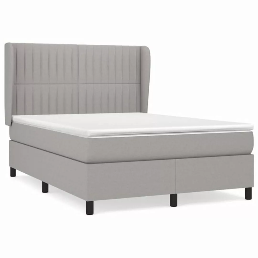 vidaXL Bettgestell Boxspringbett mit Matratze Hellgrau 140x200 cm Stoff Bet günstig online kaufen