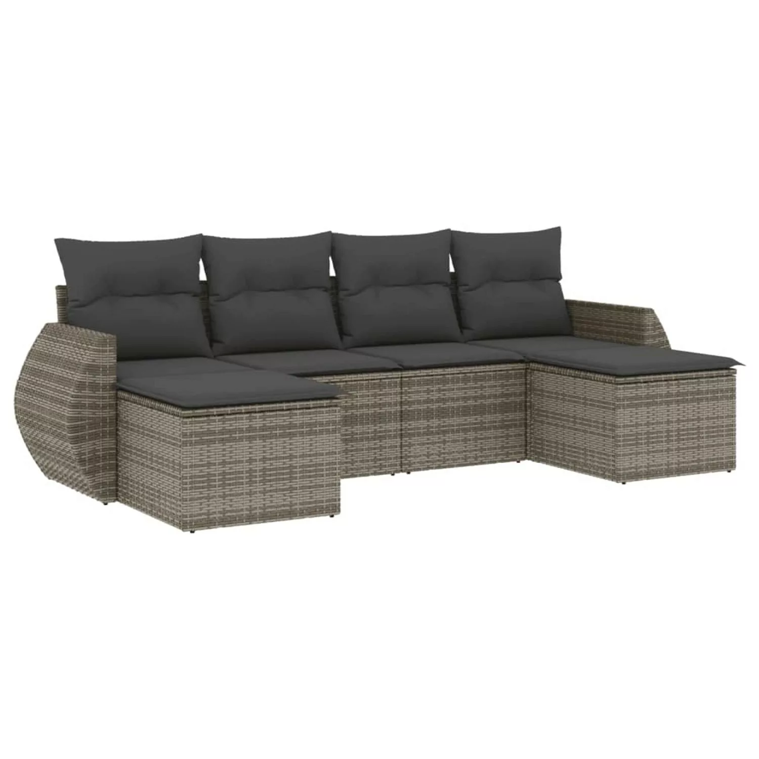 vidaXL 6-tlg Garten-Sofagarnitur mit Kissen Grau Poly Rattan Modell 54 günstig online kaufen