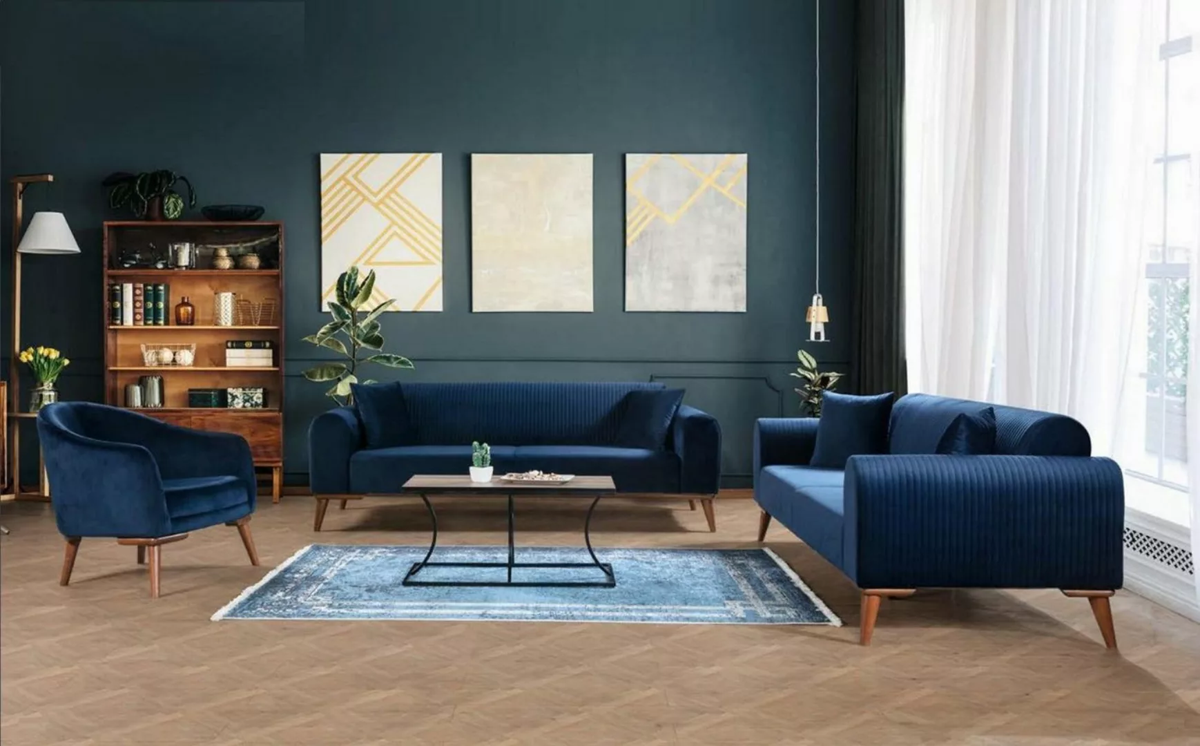 JVmoebel Sofa Sofagarnitur 3+3+1 Sitzer Garnitur Sofa Sessel, 3 Teile, Made günstig online kaufen