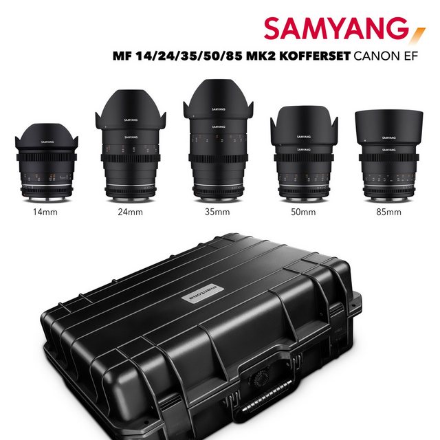 Samyang MF 14/24/35/50/85 MK2 VDSLR Kofferset Canon EF Objektiv günstig online kaufen