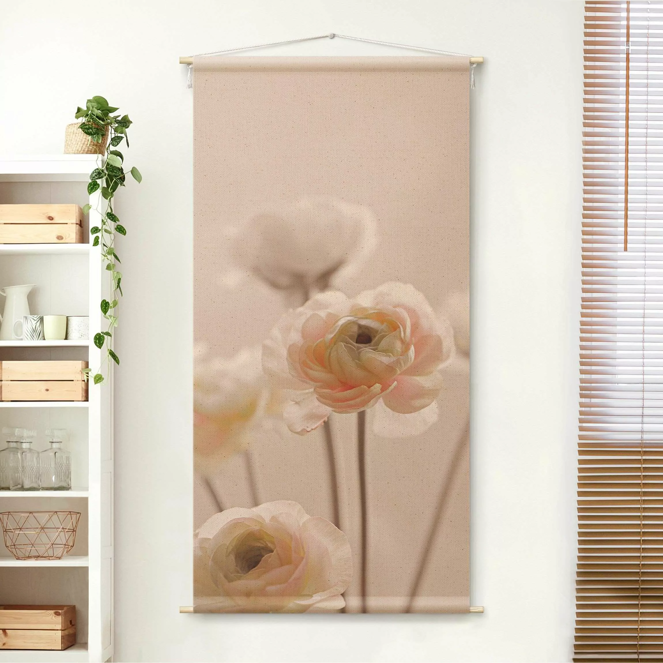 Wandteppich Zarter Strauch an Rosa Blüten günstig online kaufen