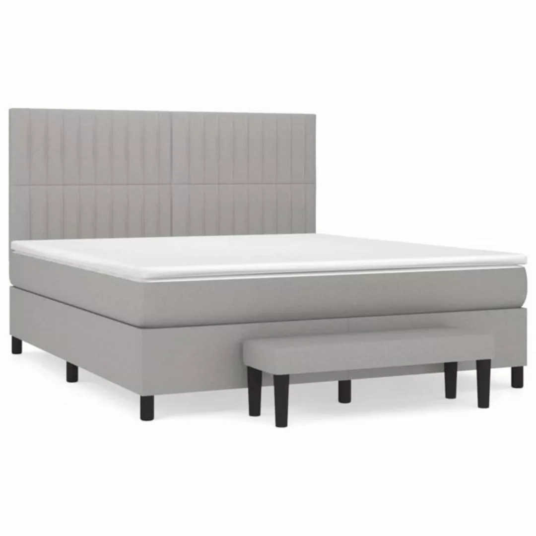 furnicato Bett Boxspringbett mit Matratze Hellgrau 180x200 cm Stoff (1-tlg) günstig online kaufen