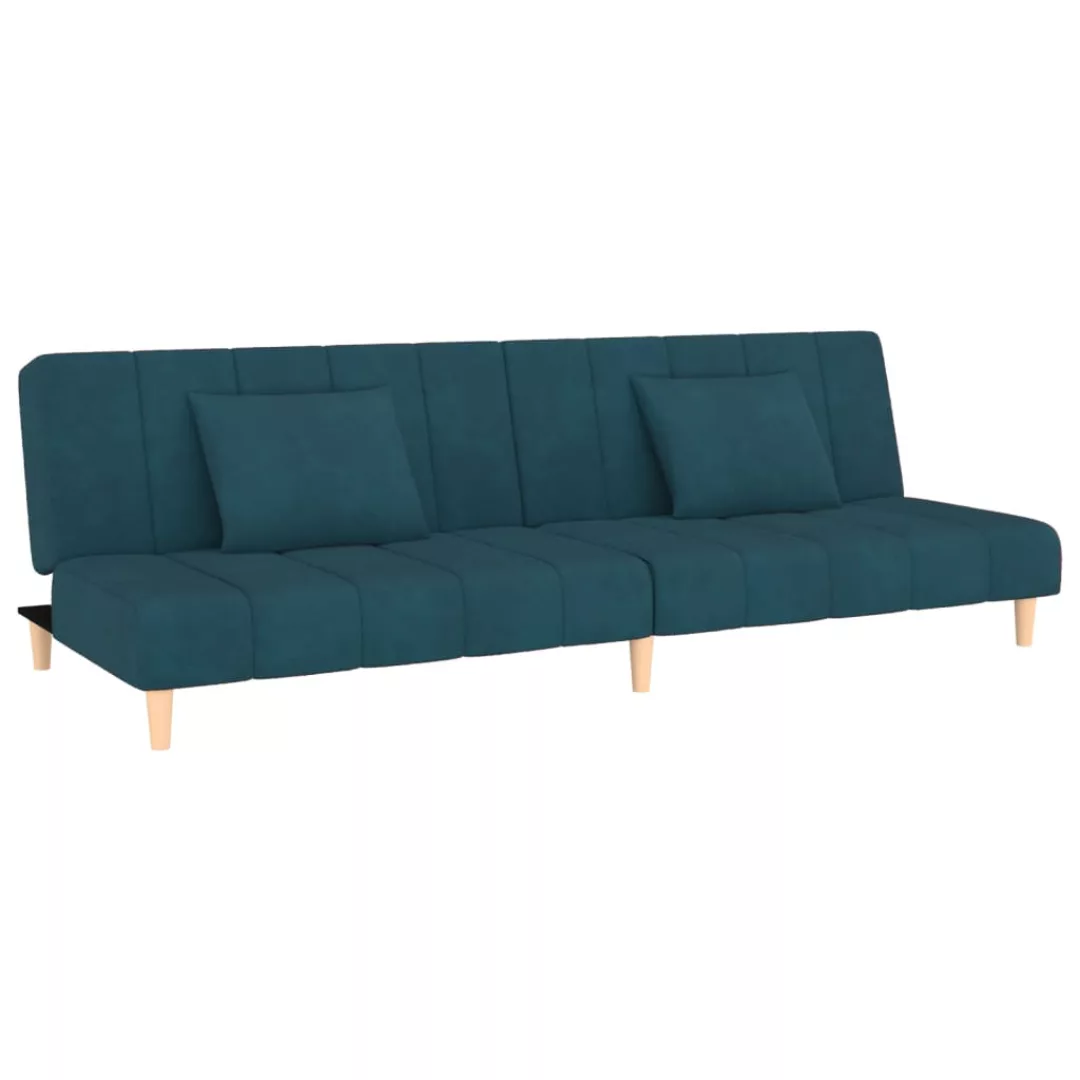 Schlafsofa 2-sitzer Blau Samt günstig online kaufen