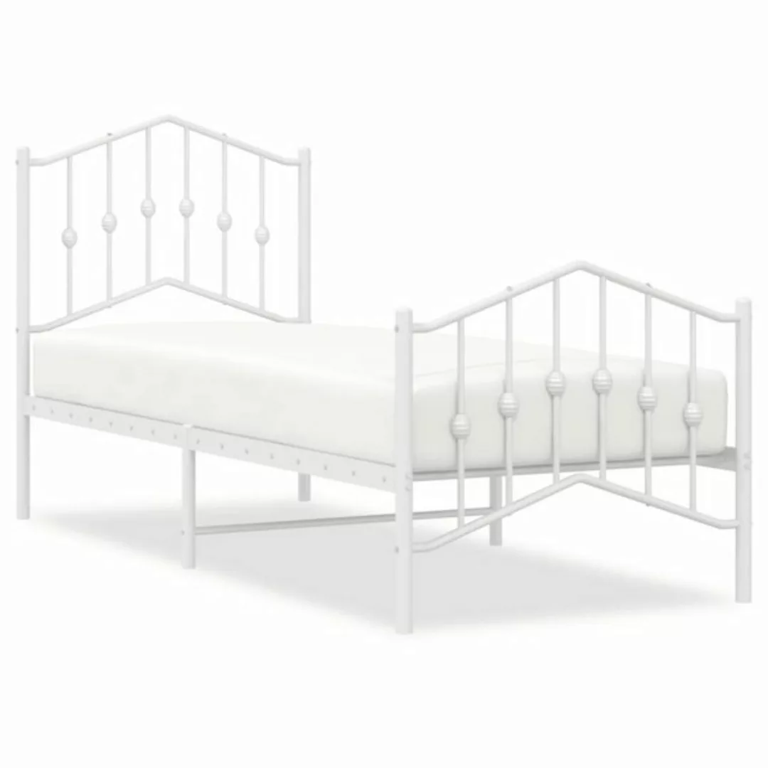 furnicato Bett Bettgestell mit Kopf- und Fußteil Metall Weiß 90x200 cm günstig online kaufen