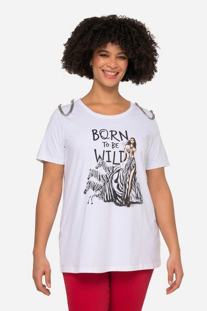 Angel of Style Longtop T-Shirt Zebra-Motiv Rundhals Halbarm mit Zierkette günstig online kaufen