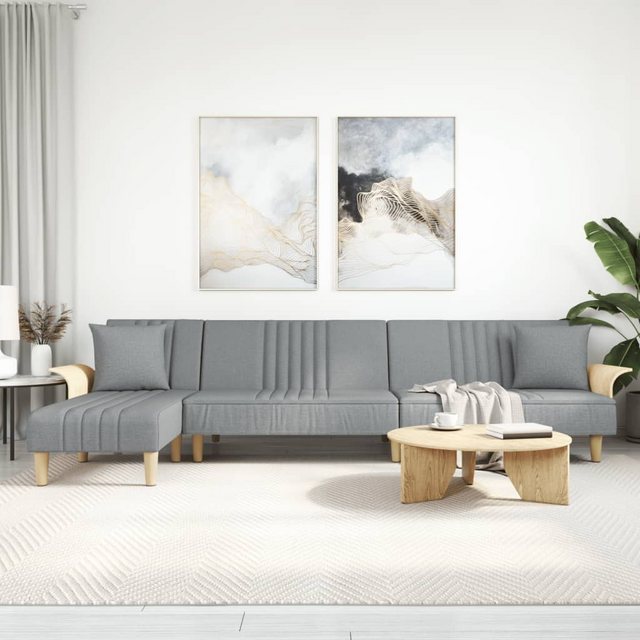 vidaXL Sofa Schlafsofa in L-Form Hellgrau 279x140x70 cm Stoff günstig online kaufen