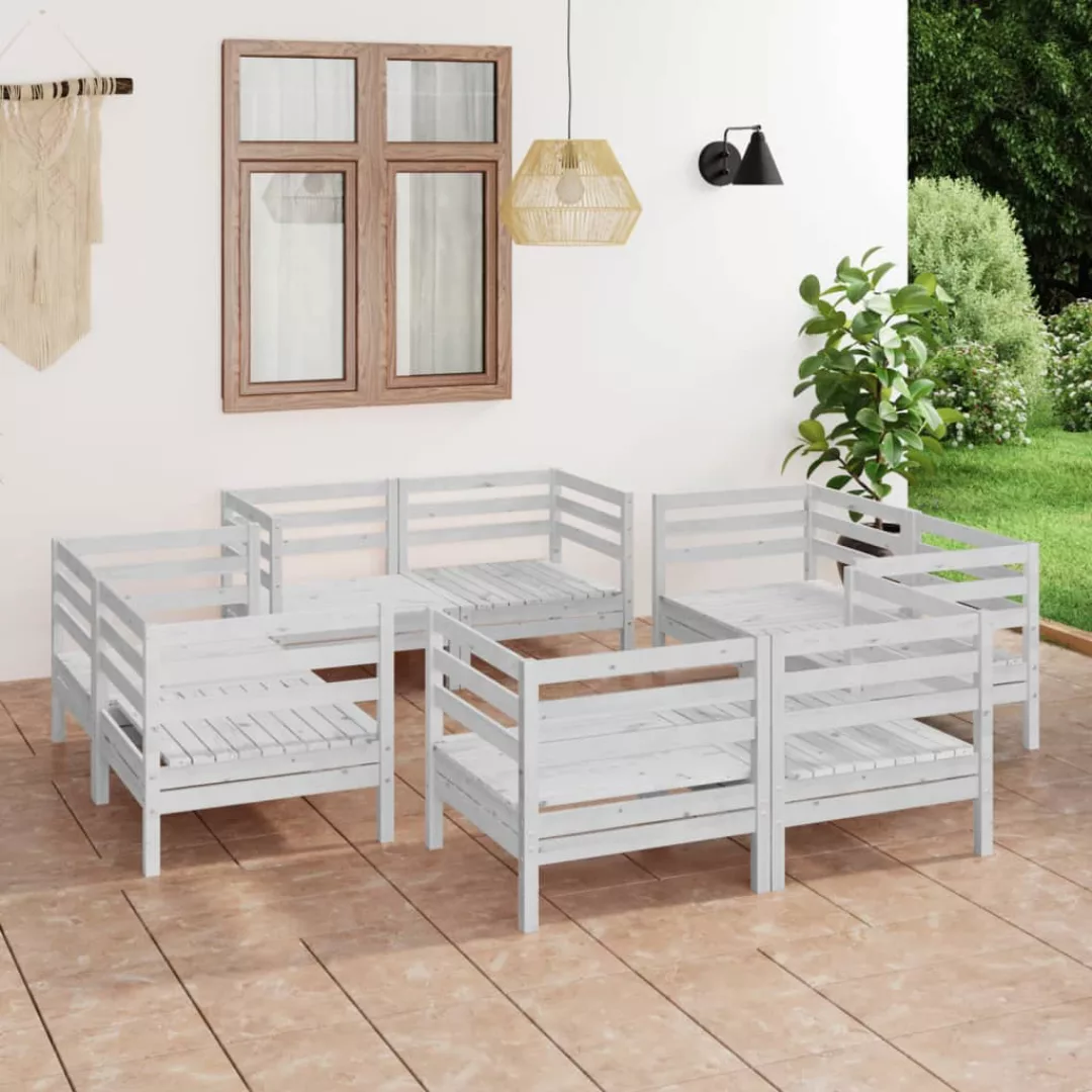 8-tlg. Garten-lounge-set Weiß Kiefer Massivholz günstig online kaufen