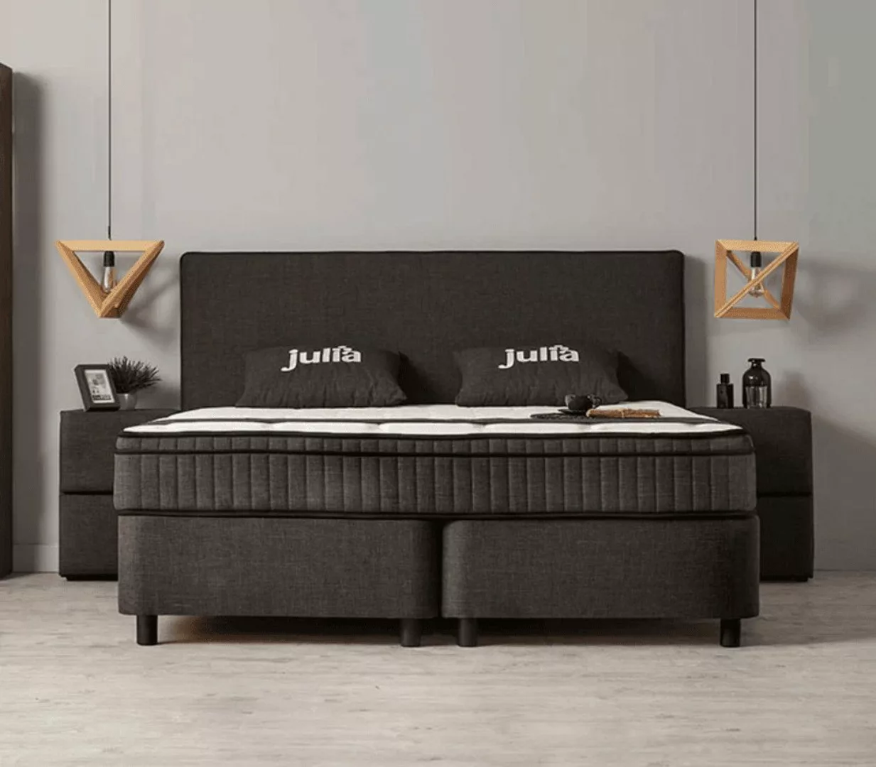 abc bedding Boxspringbett Komfortbett JULIA mit Webstoff in Anthrazit, Voll günstig online kaufen