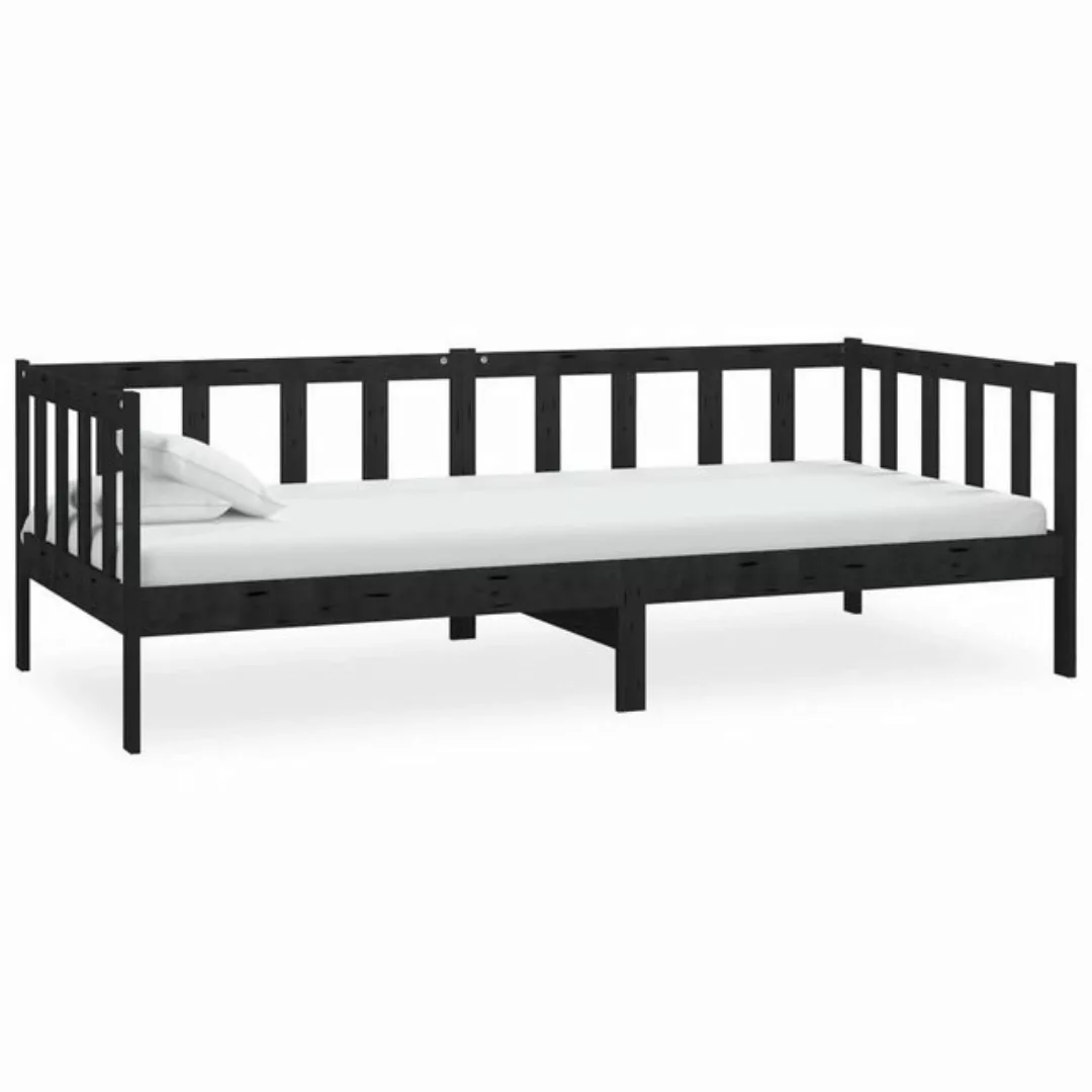 furnicato Bett Tagesbett mit Matratze 90x200 cm Schwarz Kiefer Massivholz ( günstig online kaufen