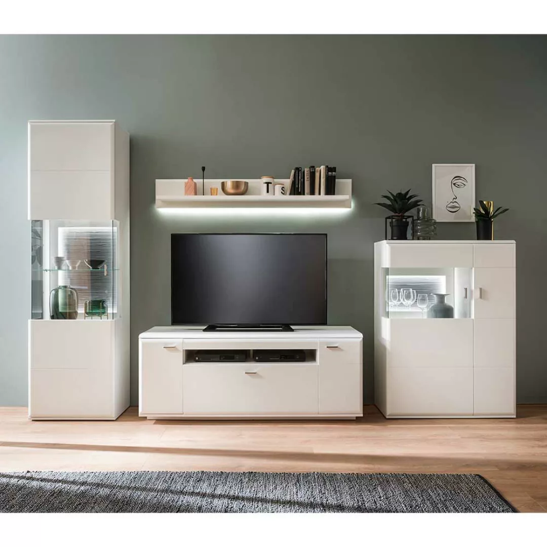 Moderne Wohnwand in Weiß und Anthrazit 300 cm breit (vierteilig) günstig online kaufen